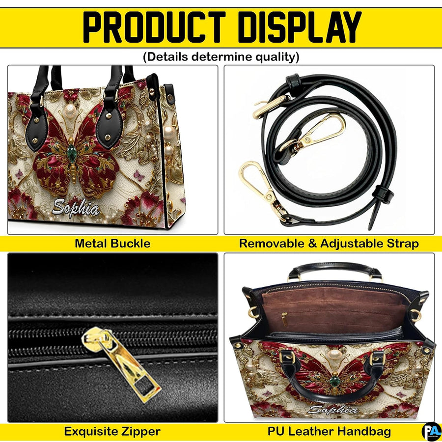 Interior view of open tote handbag showing spacious lining and compartments