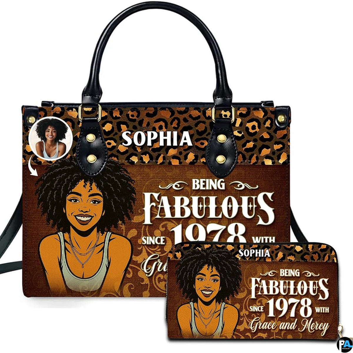 Personalized Black Women Leather Bag, Custom Name African Purses and Handbags Gifts for Mom Birthday Christmas Mothers Day