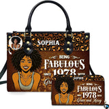 Afro Portrait Handbag with Brown Leopard Print