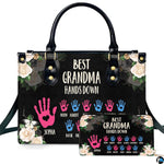 Mothers Day Gift Leather Bag- Personalized Grandmas Purse With Grandkids Names, Grandma Handbag Birthday Gifts For Mom Women