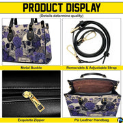 Four-panel showcase illustrating design details, hardware, and interior layout.