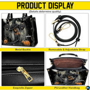 Personalized Halloween Leather Handbag – Custom Witch 3D Printing Effect Purses For Women – Spooky Gothic Shoulder Bag