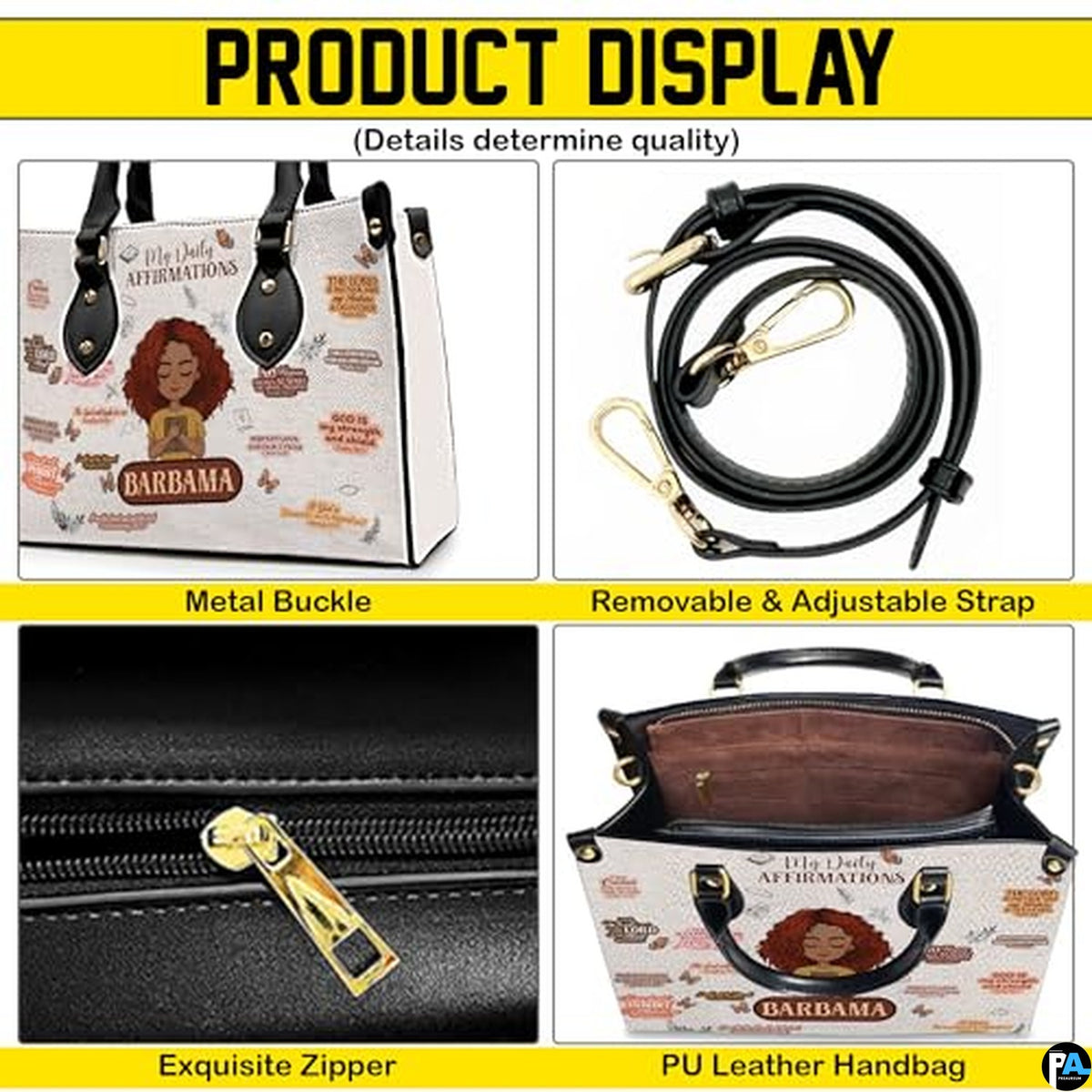 Personalized Leather Handbag for Black Women, Custom African Purse Bag Set, Birthday Meaningful Gifts for Mom, Friend