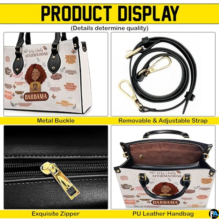 Personalized Leather Handbag for Black Women, Custom African Purse Bag Set, Birthday Meaningful Gifts for Mom, Friend