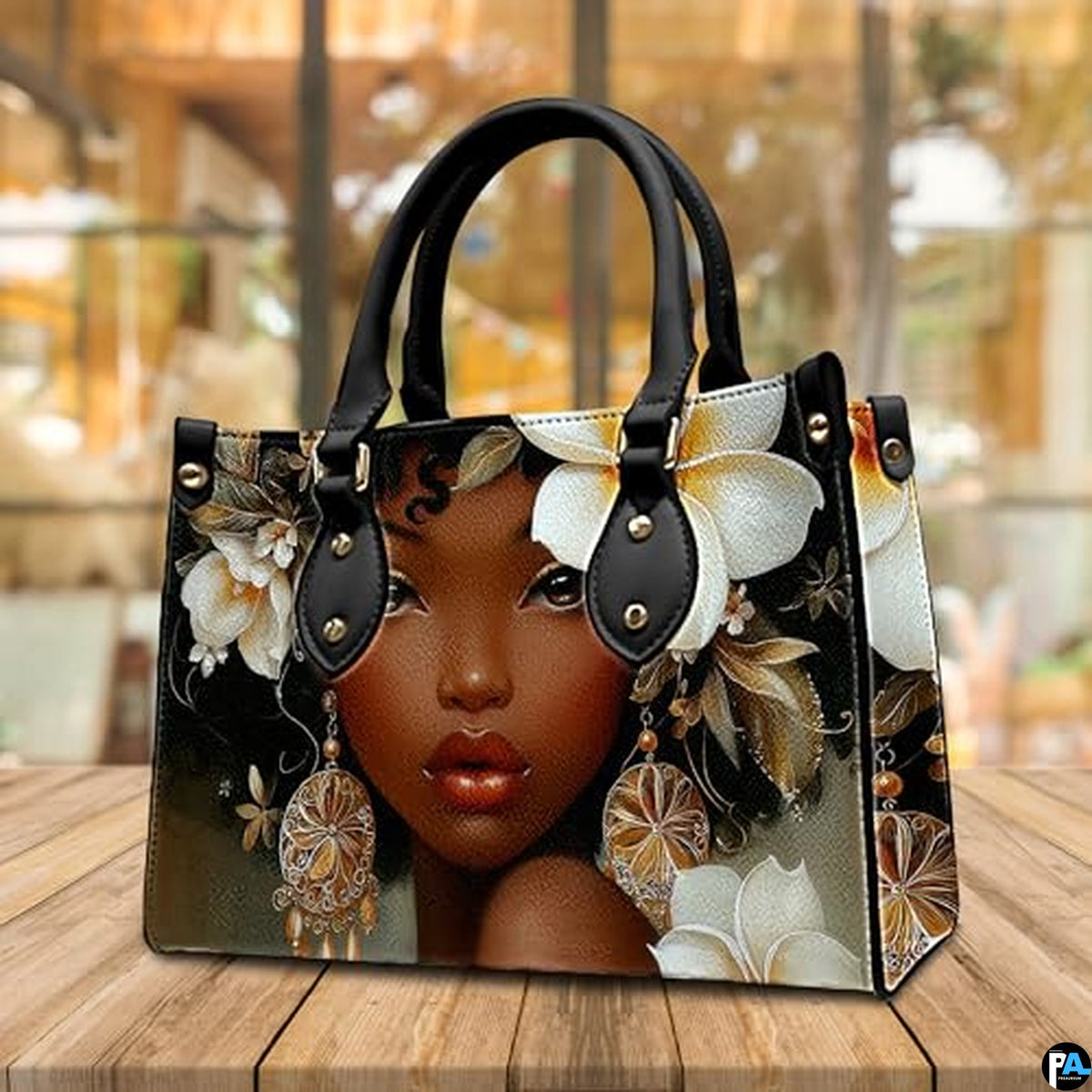 Personalized Black Women Leather Bag, Custom Name African Purses and Handbags Gifts for Mom Birthday Christmas Mothers Day