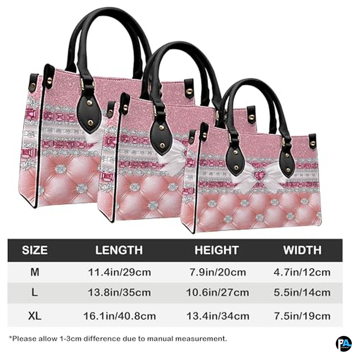 Personalized Pink Quilted Jewel Bow Handbag, Removable Strap