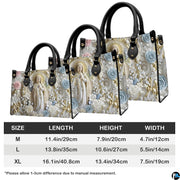 Size reference chart showing medium, large, and extra-large handbag dimensions