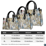 Size reference chart showing medium, large, and extra-large handbag dimensions