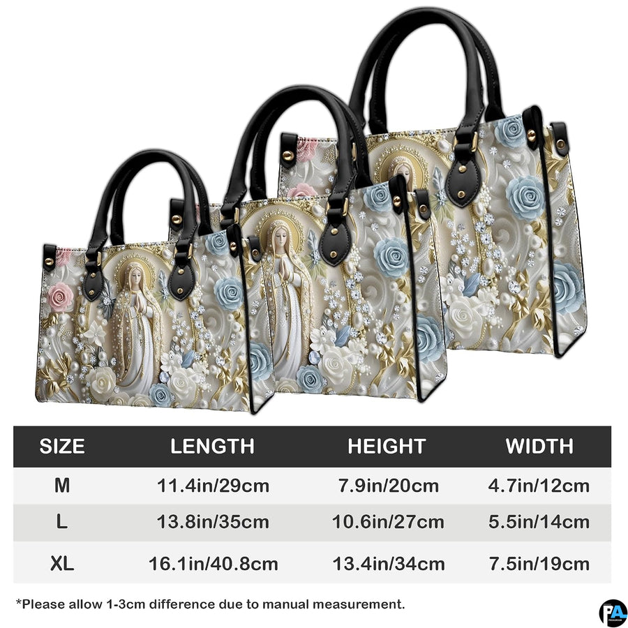 Size reference chart showing medium, large, and extra-large handbag dimensions