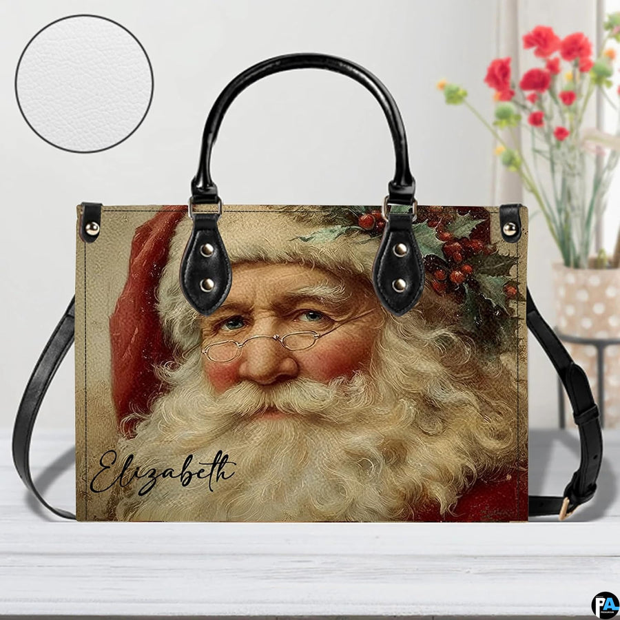 Interior view of the handbag displaying lining and spacious central compartment.