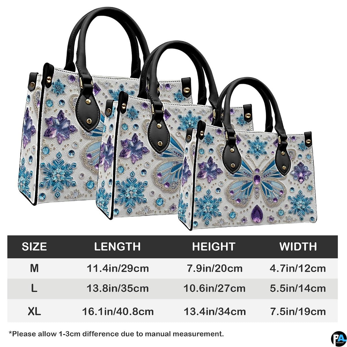 Interior compartment view of butterfly handbag showing inner lining and organization.