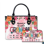 Mothers Day Gift Leather Bag- Personalized Grandmas Purse With Grandkids Names, Grandma Handbag Birthday Gifts For Mom Women