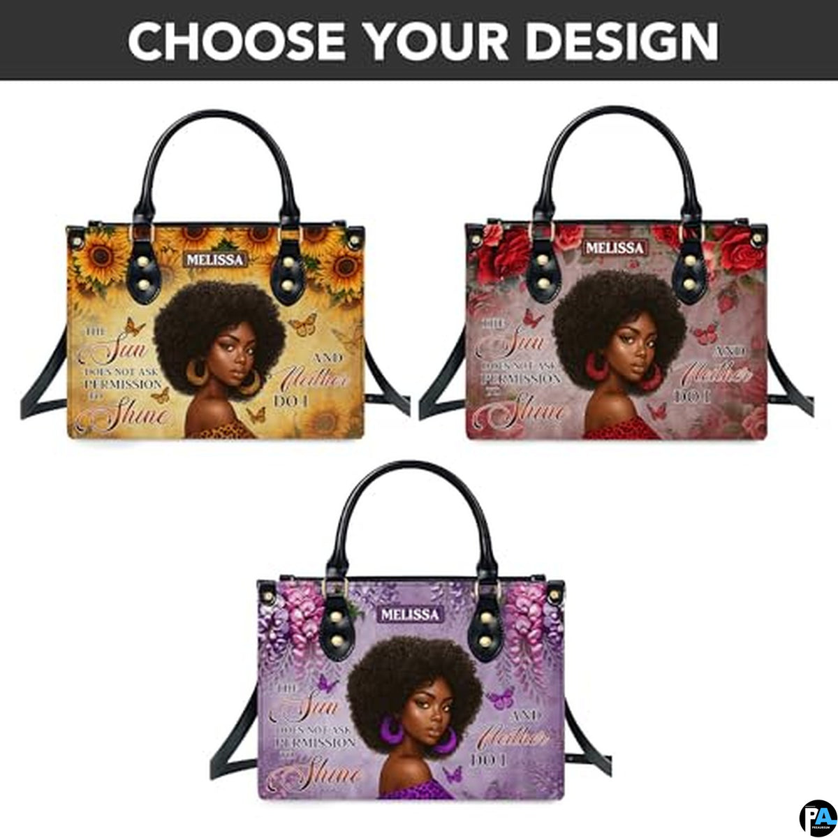 Personalized Leather Handbag for Black Women, Custom African Purse Bag Set, Birthday Meaningful Gifts for Mom, Friend