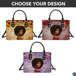 Personalized Leather Handbag for Black Women, Custom African Purse Bag Set, Birthday Meaningful Gifts for Mom, Friend