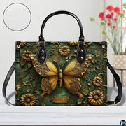Personalized Butterfly Leather Handbag – Gothic Moon Bag with Adjustable Strap and Matching Witchcore Purse for Women
