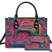Studio presentation of vintage sewing machine art beside matching rectangular companion accessory.