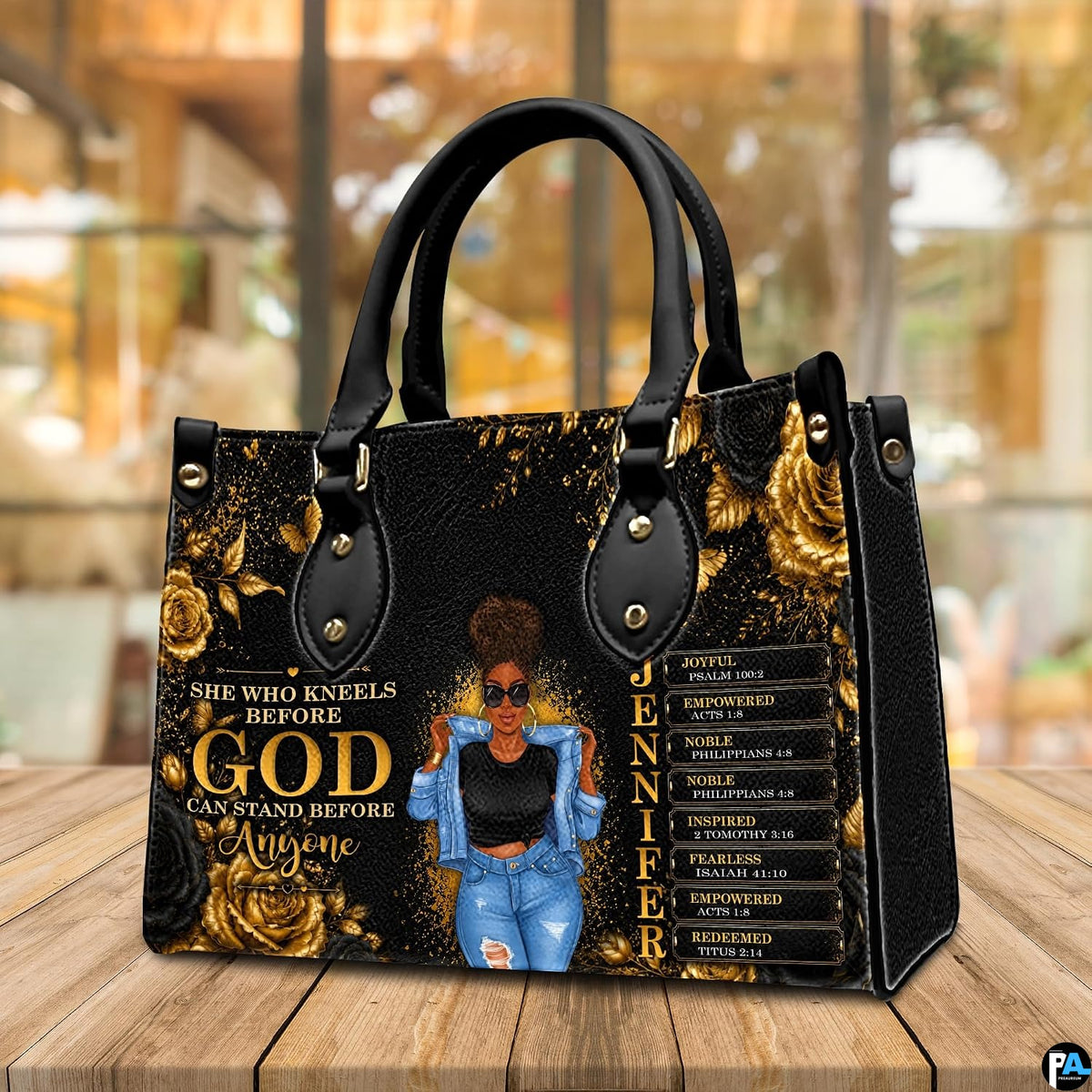 Alternate angle presentation displaying the complete African American Christian artwork accessory pairing.