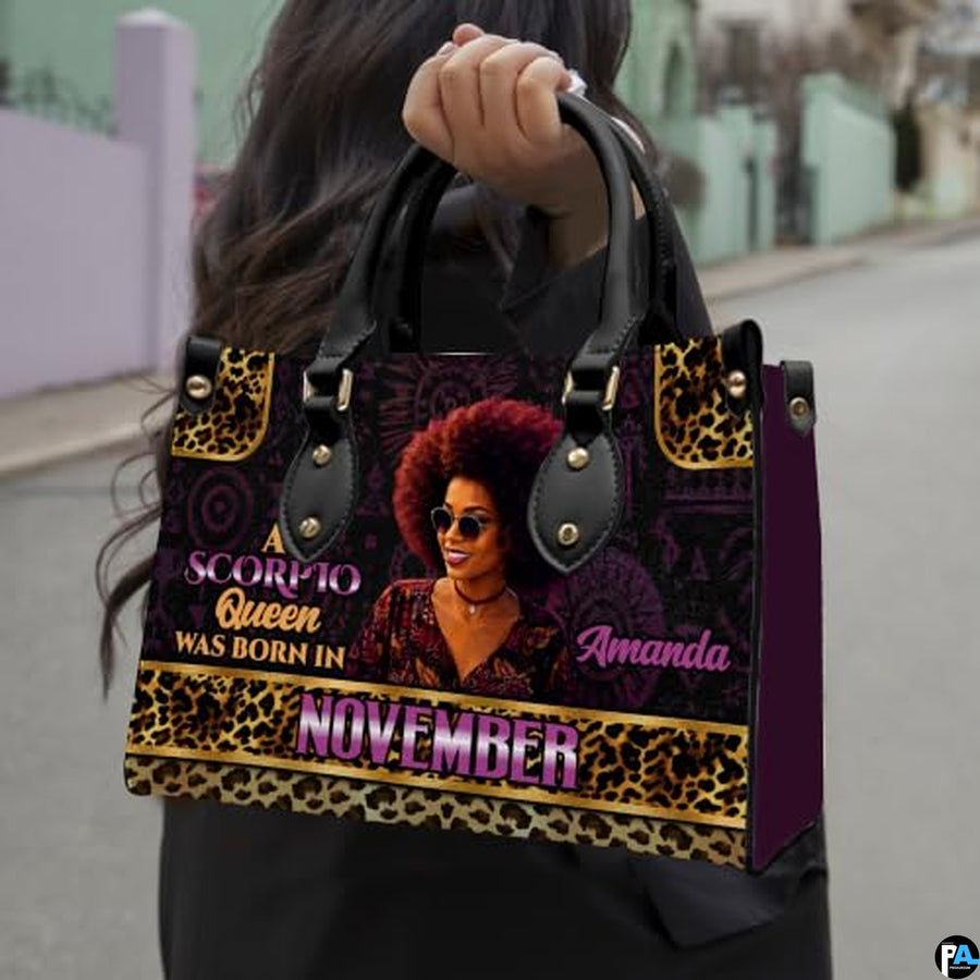 Personalized African American Leather Bag, African Purse, Gifts for Black Girl Women, Black History Handbags