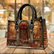 Side profile perspective of the handbag showing structured side panel and hardware.