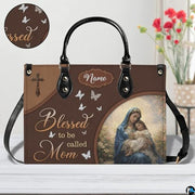 Personalized Leather Tote Bag and Purse for Mom Grandma, Custom Name Tote Bag, Birthday Gift for Mother, Grandma Gift Idea
