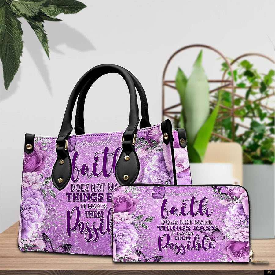 PREAUREUM "{split_values}" Personalized {collection_title} Leather Handbag