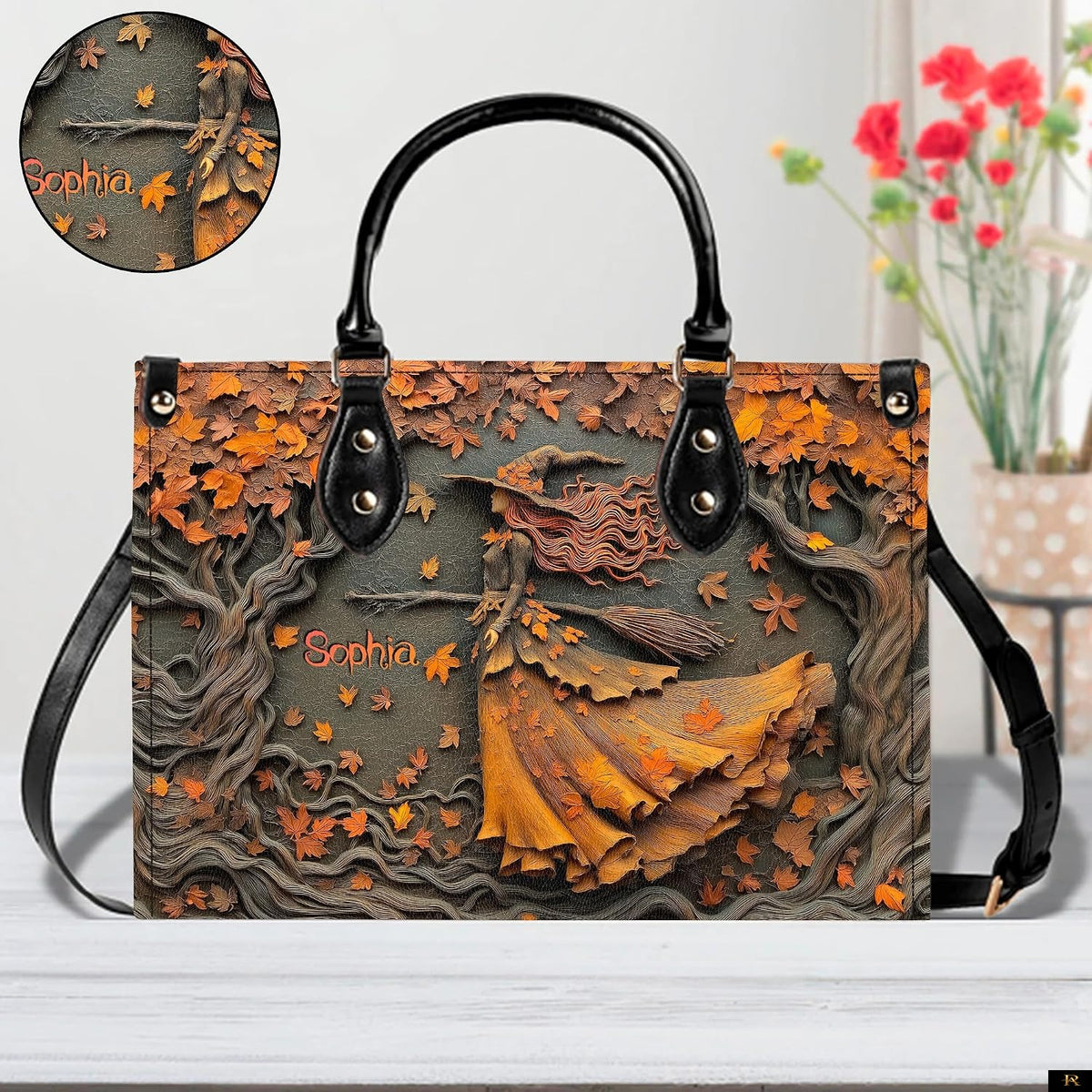 PREAUREUM "{split_values}" Personalized {collection_title} Leather Handbag