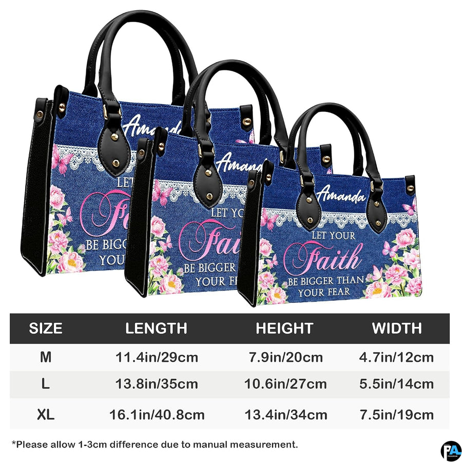 Coordinated denim floral handbag and matching wallet set arranged side-by-side