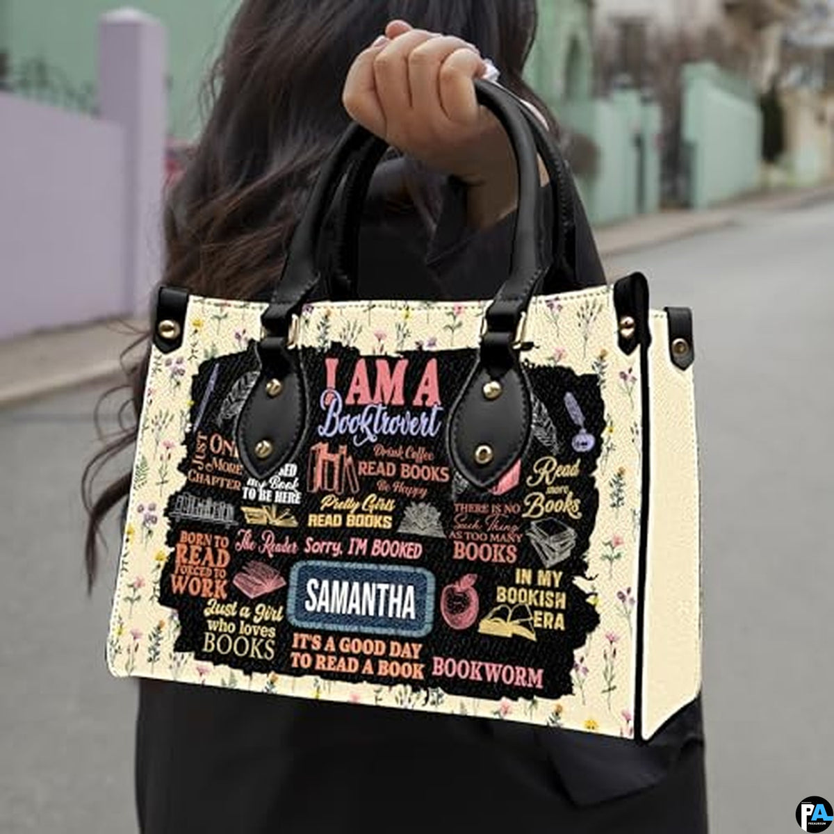 Personalized Book Lover Leather Bag, Just A Girl Who Loves Book Handbag With Name, Books Purse, Gifts For Readers, Writer