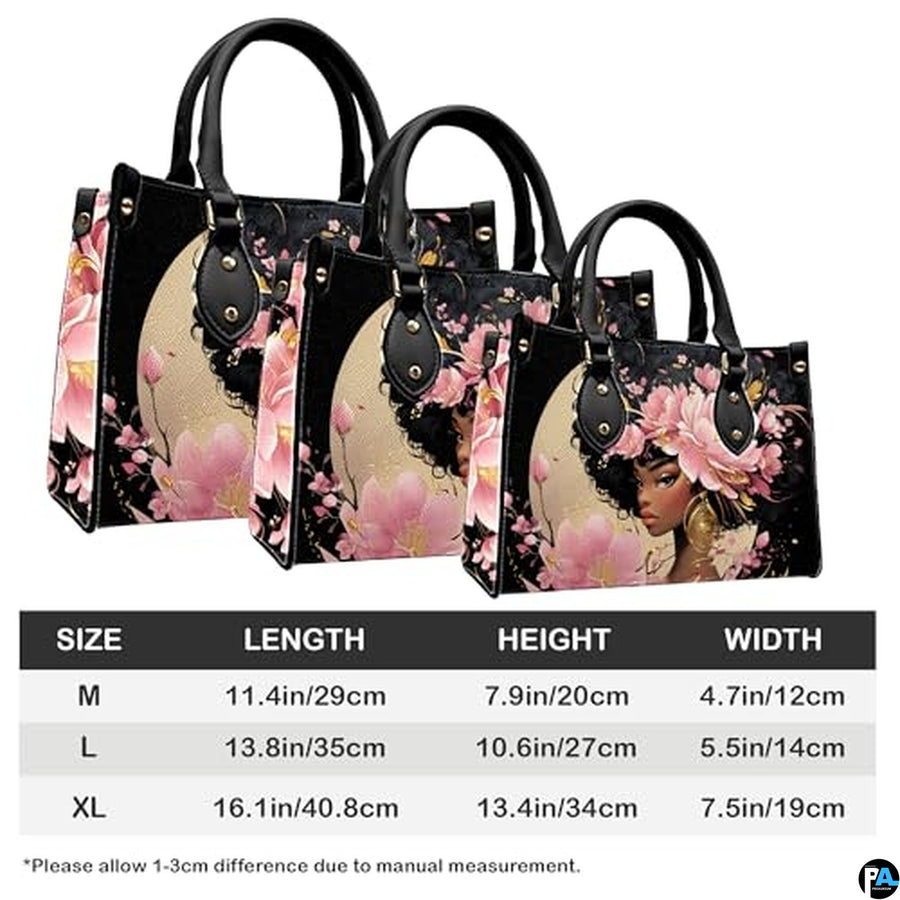Personalized Black Women Leather Bag, Custom Name African Purses and Handbags Gifts for Mom Birthday Christmas Mothers Day