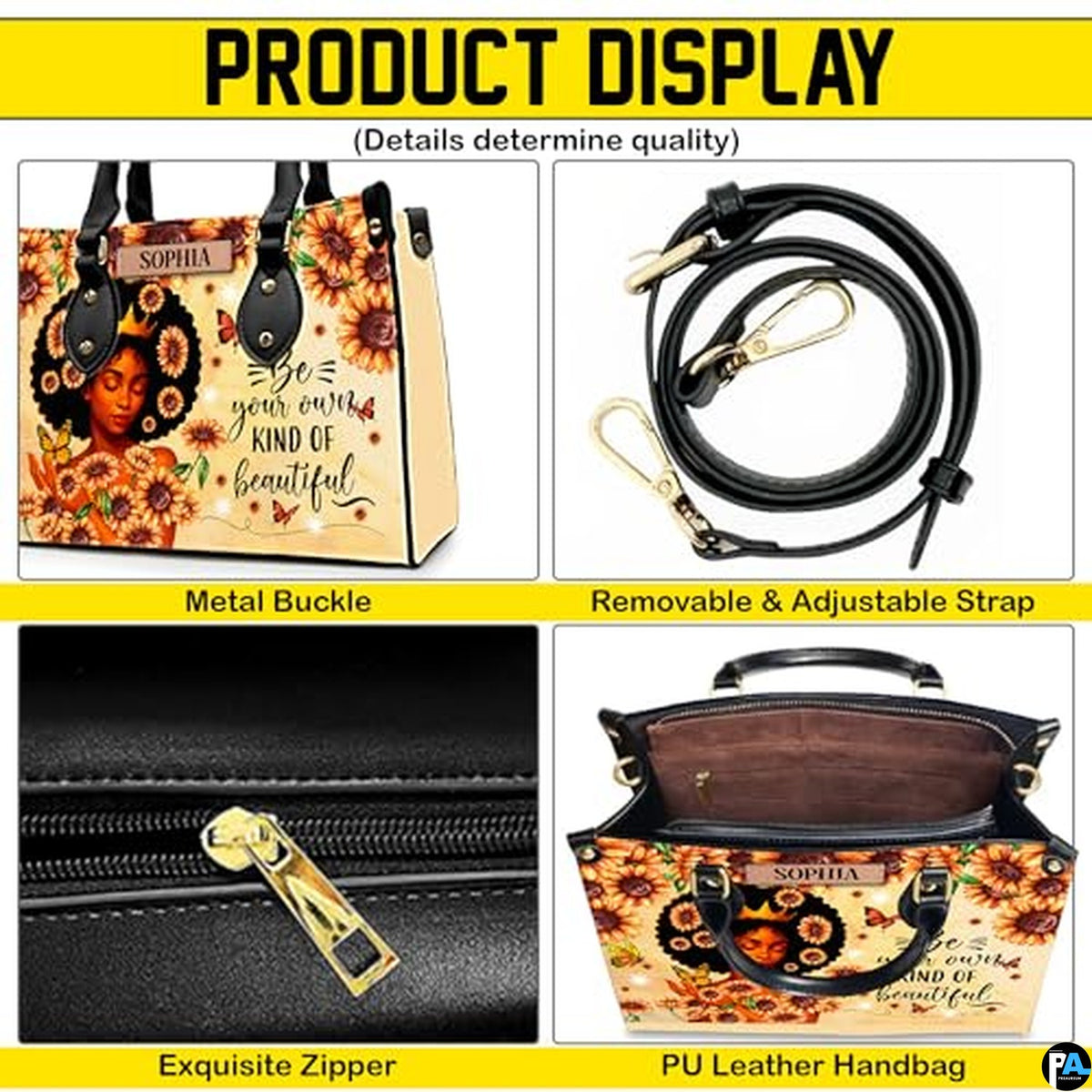 Personalized African American Leather Bag, African Purse, Gifts for Black Girl Women, Black History Handbags
