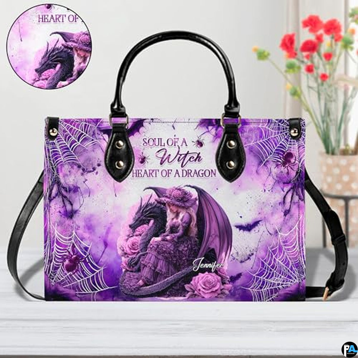 Personalized Witch Leather Bags, Halloween Purses For Women, Witch Art Bag, Spooky Halloween Purses, Holiday Gifts