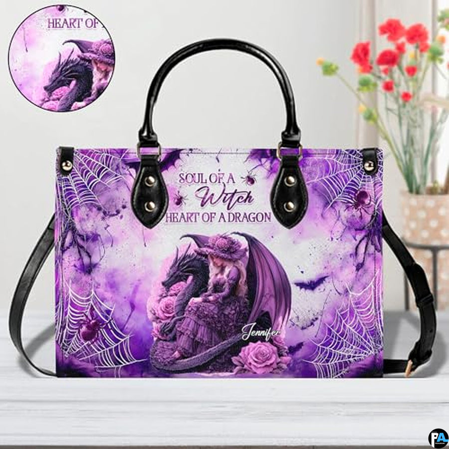 Personalized Witch Leather Bags, Halloween Purses For Women, Witch Art Bag, Spooky Halloween Purses, Holiday Gifts