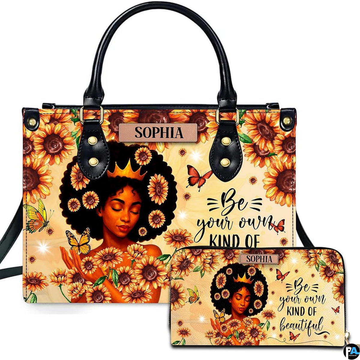 Personalized African American Leather Bag, African Purse, Gifts for Black Girl Women, Black History Handbags