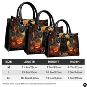 Personalized Halloween Leather Handbag – Custom Witch 3D Printing Effect Purses For Women – Spooky Gothic Shoulder Bag