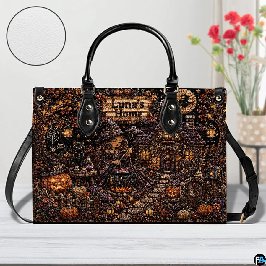Witch cottage art accessory against white backdrop highlighting textured surface finish, illuminated cabin, and blossoms.