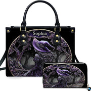 Personalized Halloween Leather Handbag – Custom Witch 3D Printing Effect Purses For Women – Spooky Gothic Shoulder Bag