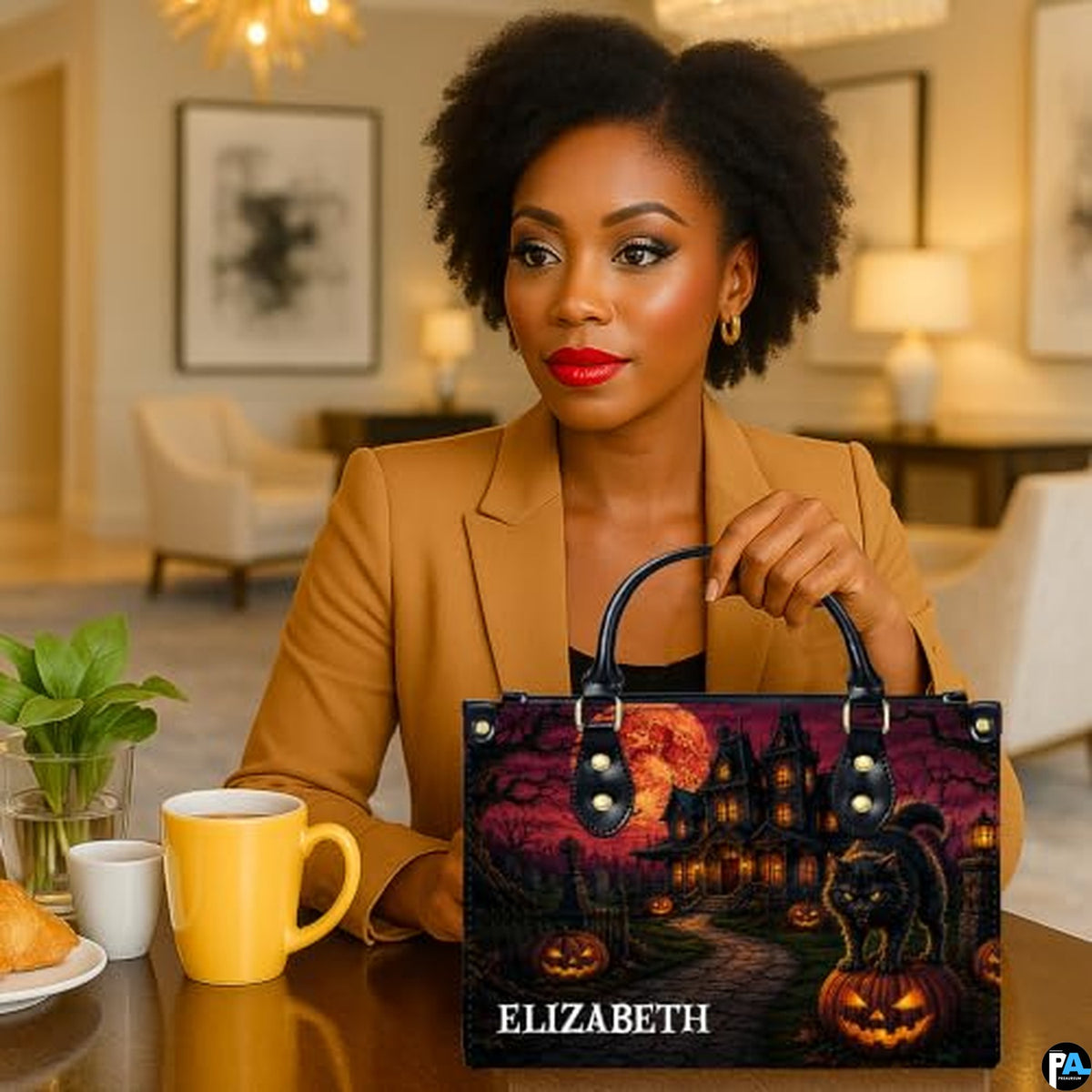 Personalized Witch Leather Bags, Halloween Purses For Women, Witch Art Bag, Spooky Halloween Purses, Holiday Gifts