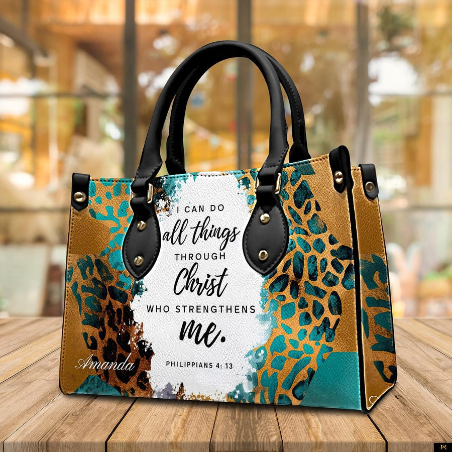 PREAUREUM "{split_values}" Personalized {collection_title} Leather Handbag