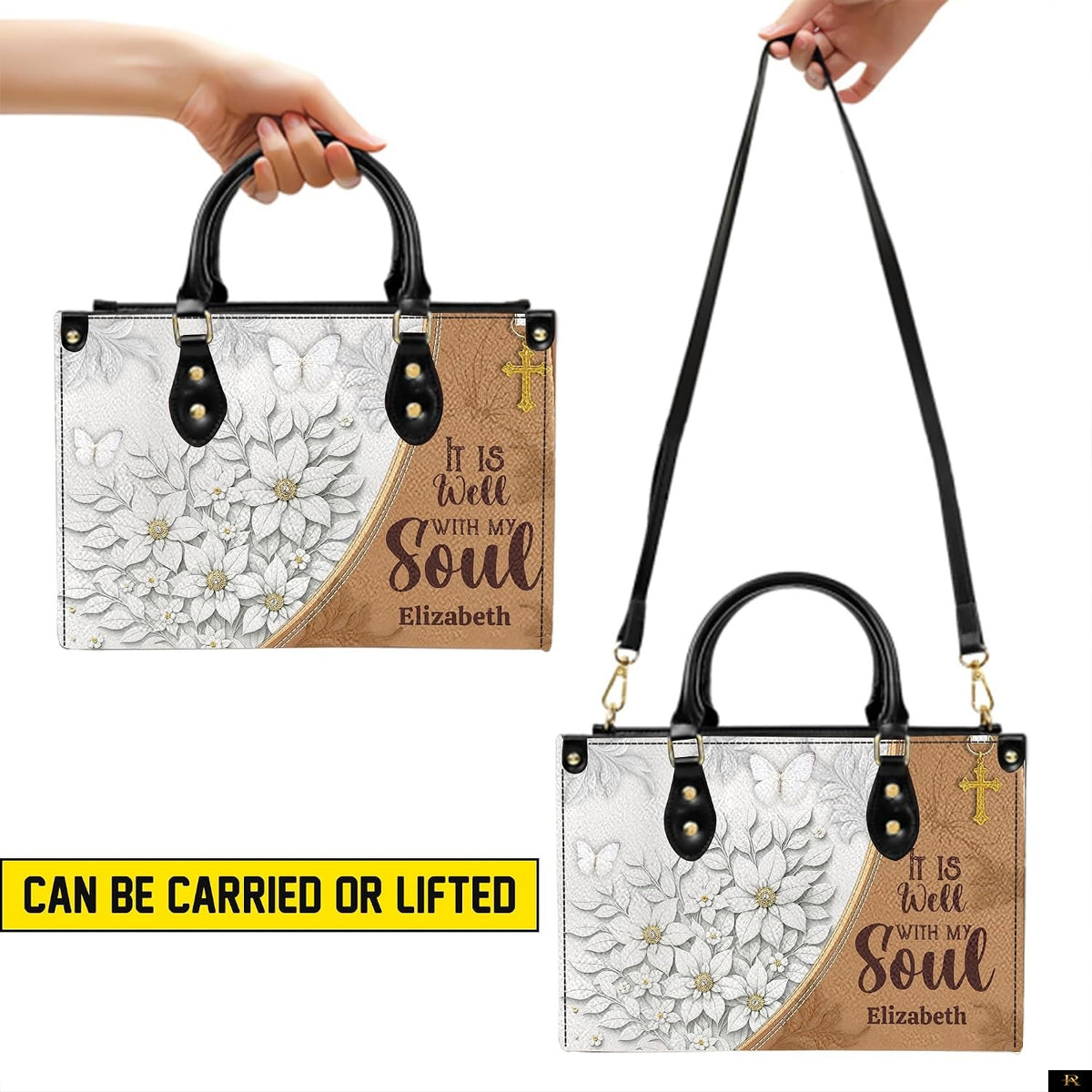 PREAUREUM "{split_values}" Personalized {collection_title} Leather Handbag