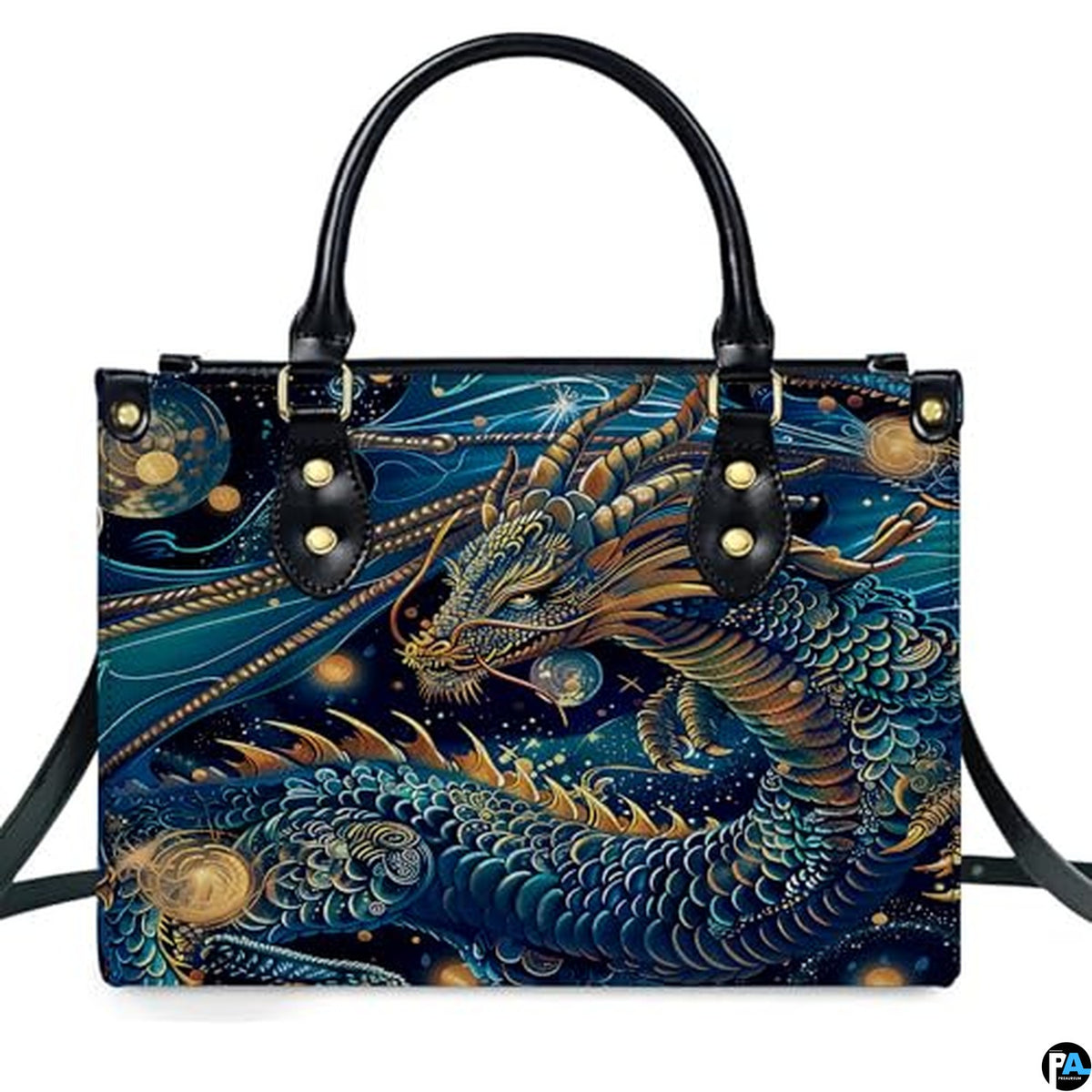 Personalized Dragon Leather Handbag, Fantasy Gothic Purse for Women, Mythical Shoulder Bag Gift for Dragon Lovers