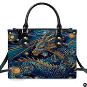 Personalized Dragon Leather Handbag, Fantasy Gothic Purse for Women, Mythical Shoulder Bag Gift for Dragon Lovers