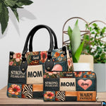 Personalized Leather Tote Bag and Purse for Mom Grandma, Custom Name Tote Bag, Birthday Gift for Mother, Grandma Gift Idea