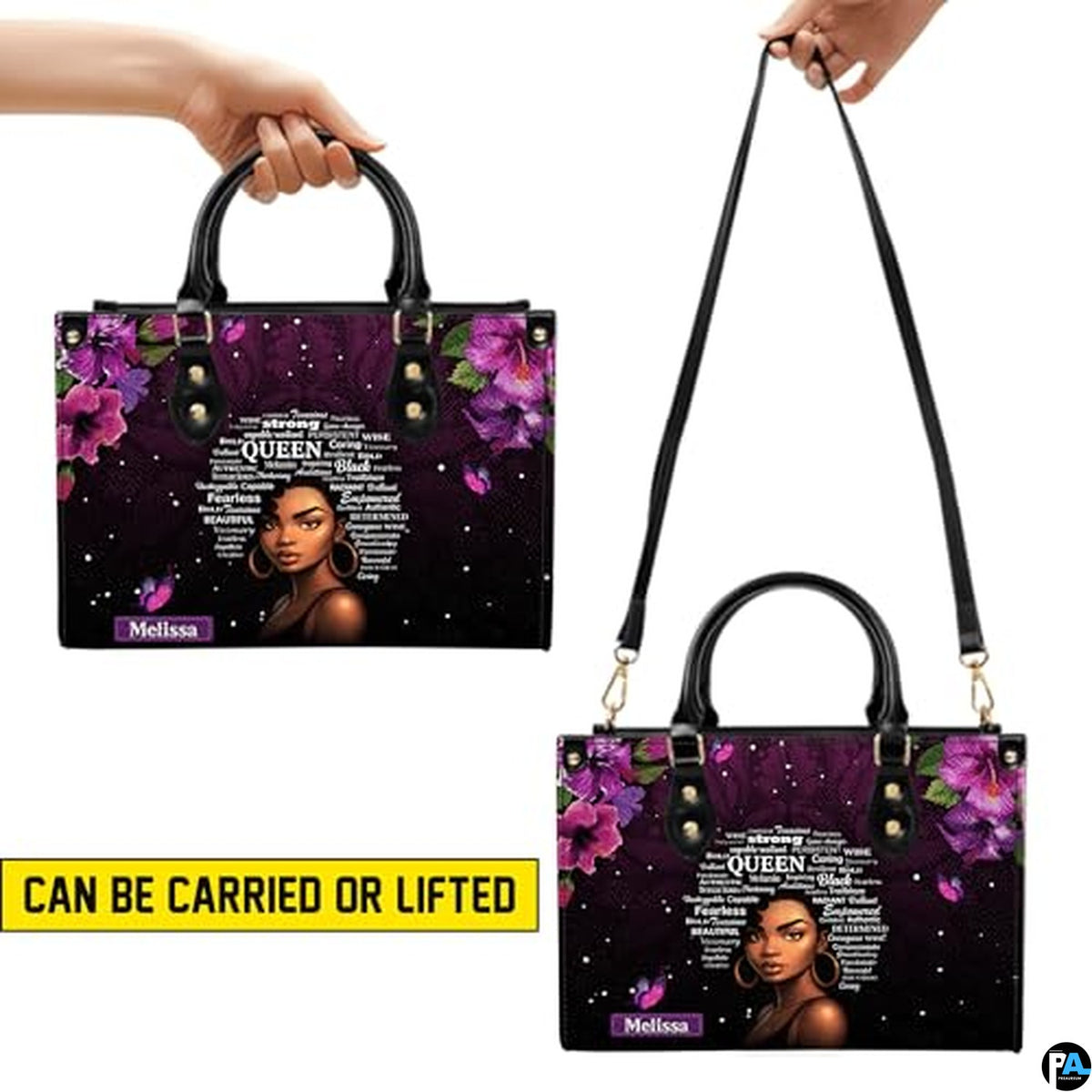 Personalized Leather Handbag for Black Women, Custom African Purse Bag Set, Birthday Meaningful Gifts for Mom, Friend