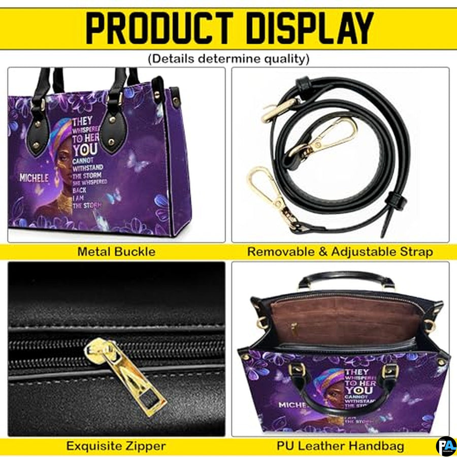 Personalized Leather Handbag for Black Women, Custom African Purse Bag Set, Birthday Meaningful Gifts for Mom, Friend
