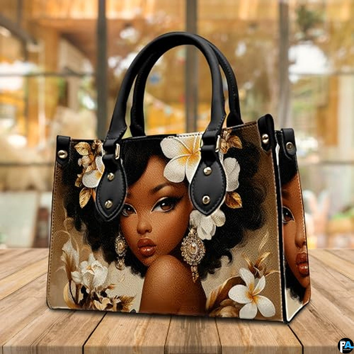 Personalized Black Women Leather Bag, Custom Name African Purses and Handbags Gifts for Mom Birthday Christmas Mothers Day