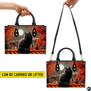 Black Cat Leather Bag – Vintage Cat Art Handbag, Stylish Animal-Themed Purse, Unique Gift for Cat Lovers