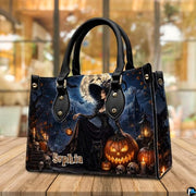 Personalized Bat Pumpkin Woman with a witch. Handbag