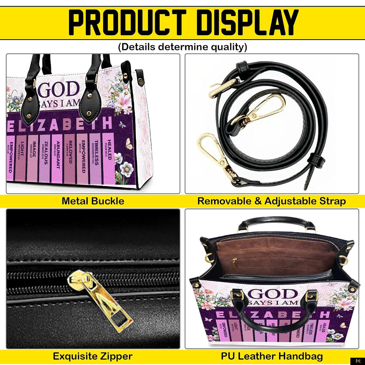 PREAUREUM "{split_values}" Personalized {collection_title} Leather Handbag