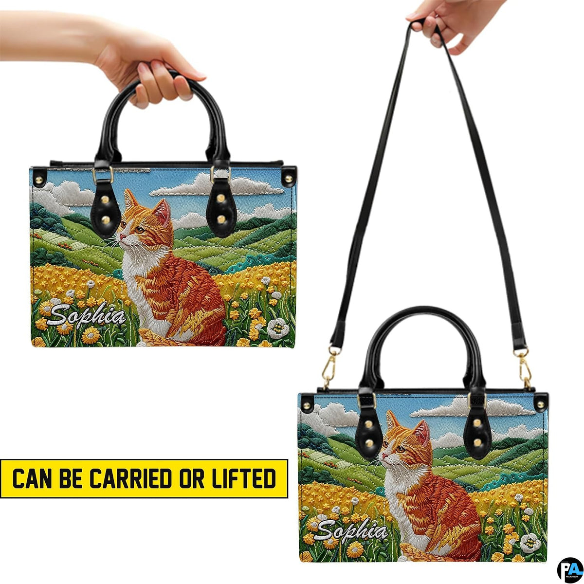 Carrying presentation demonstrating hand-held and shoulder-slung wearing styles.