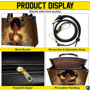 Product display showing buckles, strap, zipper, and interior compartment